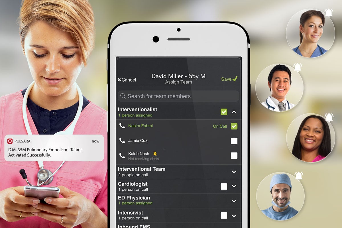 hospital teams activate pulsara alert for pulmonary embolism