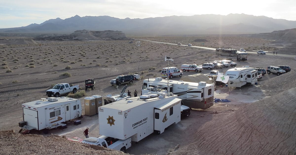 the baker to vegas race has medical command posts set up in the desert