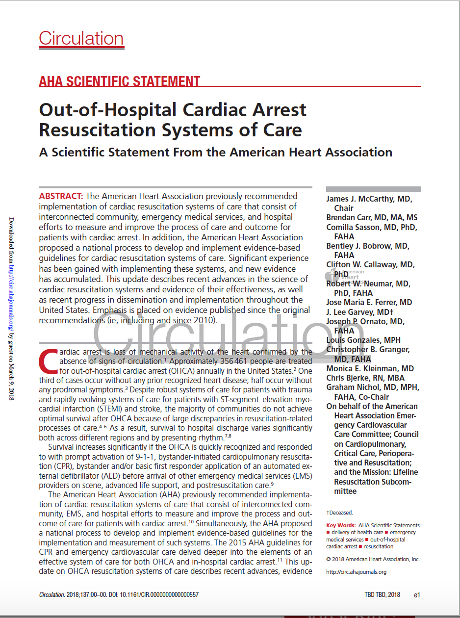 Inconsistencies in Processes of Care Result in Variable Survival Rates for Out-of-Hospital Cardiac Arrest.