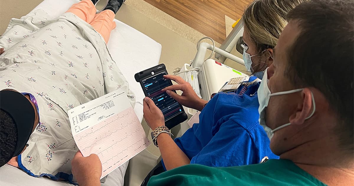 Ouachita County Medical Center nurses read the ECG
